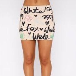 Brand new -back it up white fox mini skirt